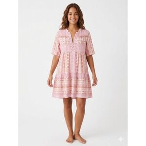 Xirena Billie Cotton Tiered Babydoll Mini Dress Terra Rose Pink Size Small